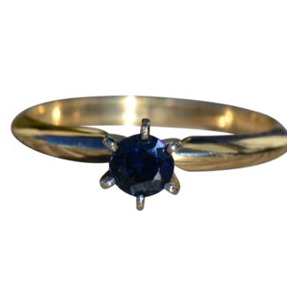 The Movico Beach:  Ladies 14K Two Tone Midnight Blue Sapphire Engagement Ring