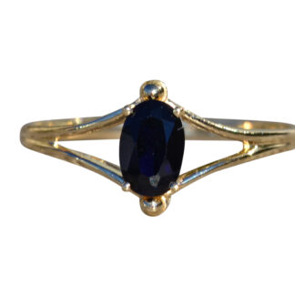 SOLD - The Crossville:  Ladies Split Shank Onyx Engagement Ring in 14K Gold