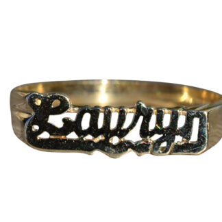 The Laury:  Ladies Laury Name Ring in 14K Yellow Gold