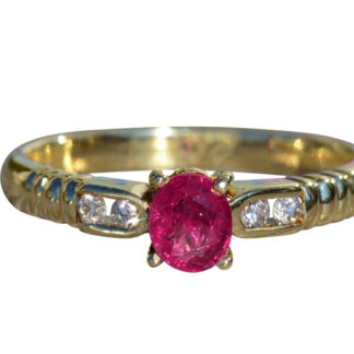 SOLD - The Cusseta:  Ladies 14K Ruby and Diamond Engagement Ring