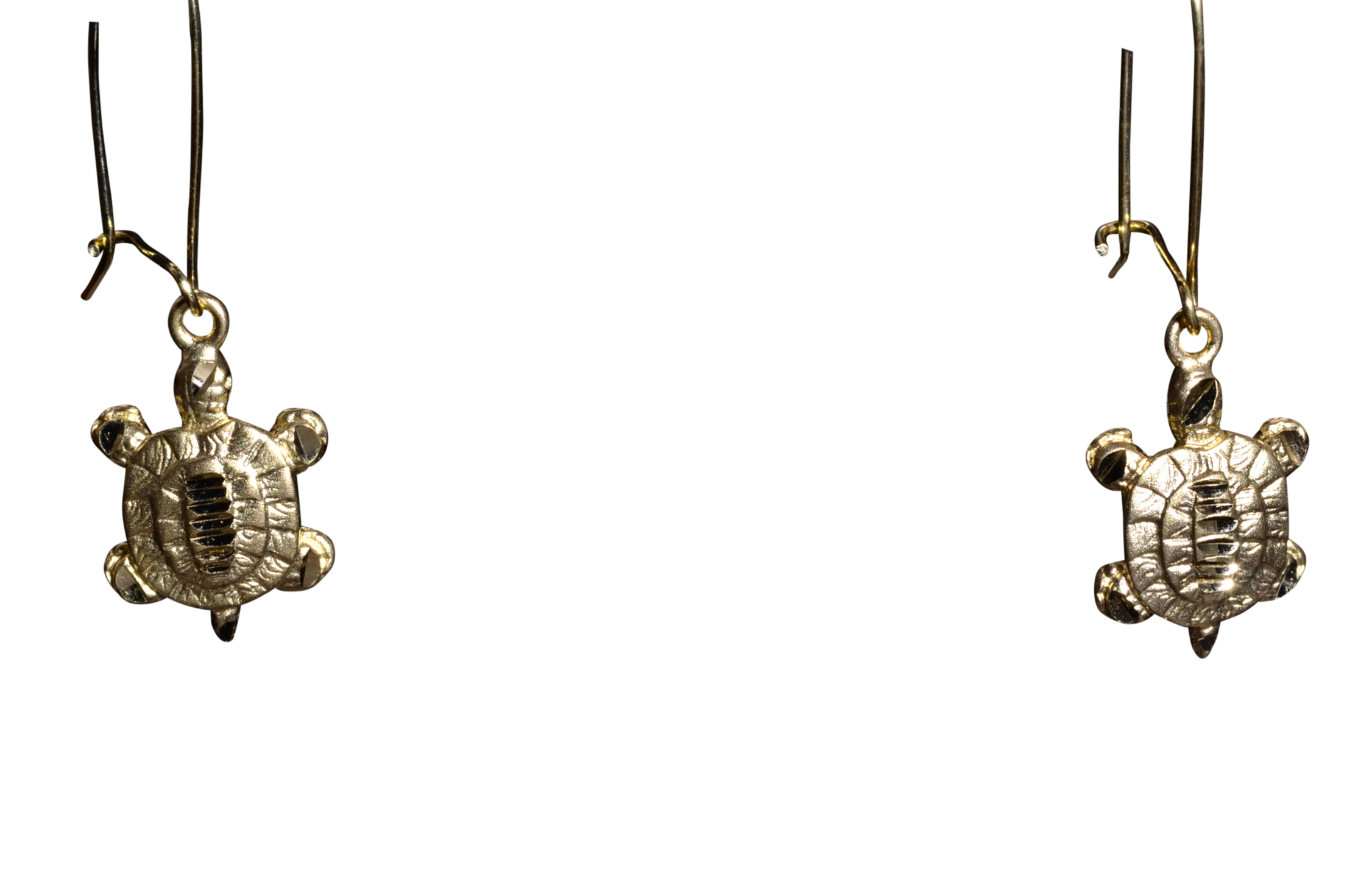 SOLD - The Blue Springs: Ladies 14K Yellow Gold Turtle Dangler Earrings
