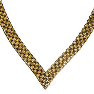SOLD - The Mandeville:  Ladies 14K Yellow Gold Mesh Style V Necklace