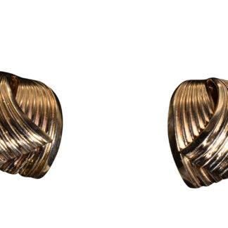 SOLD - The Mindens:  Ladies Vintage Signed 14K Yellow Gold Fan Earrings