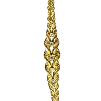 SOLD - The Broussard:  Ladies Vintage 14K Double Rope Bracelet set with Diamonds