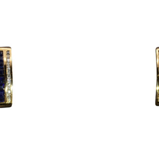 The New Llanos:  Ladies 14K Sapphire and Diamond Huggie Earrings