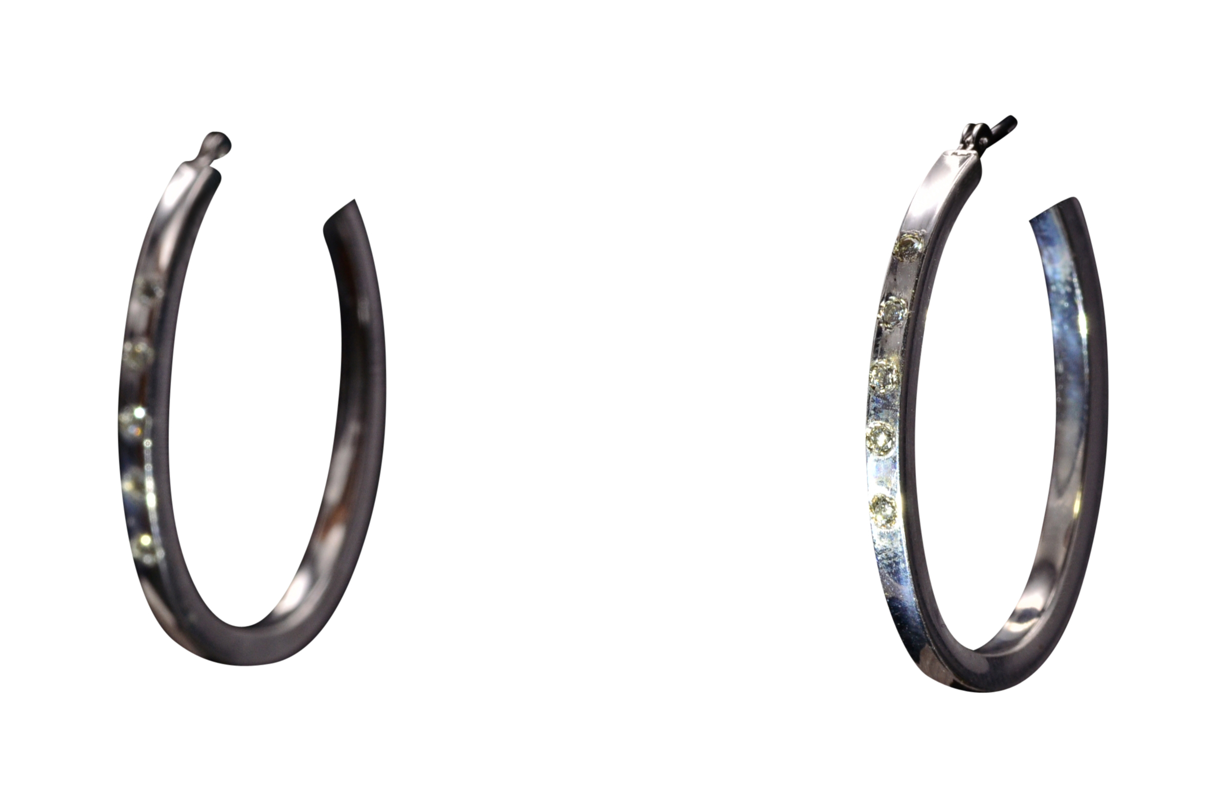 SOLD - The Bueno Park: White Gold Diamond Hoop Earrings