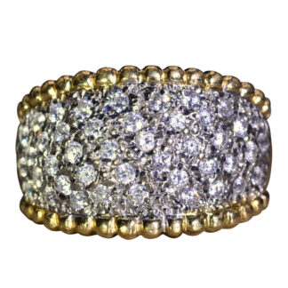 SOLD - The Harahan:  Ladies 14K Yellow Gold Pave set Cubic Zirconia Wide Band