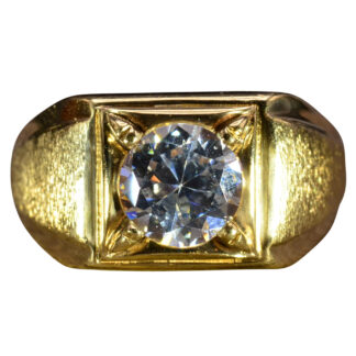 SOLD - The Galliana:  Men's Yellow Gold Cubic Zirconia Cocktail Ring