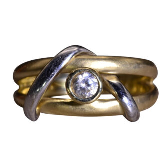 The Aumsville:  Ladies 14K Two Tone Ring set with Cubic Zirconia