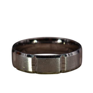 SOLD - The Sterlington:  Men's White Gold Beveled Wedding Band