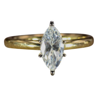 The Whittier:  Yellow Gold Ring set with Marquise CZ