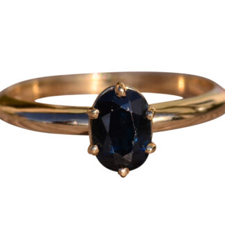 The Oatley:  Midnight Blue Sapphire Ring in Yellow Gold