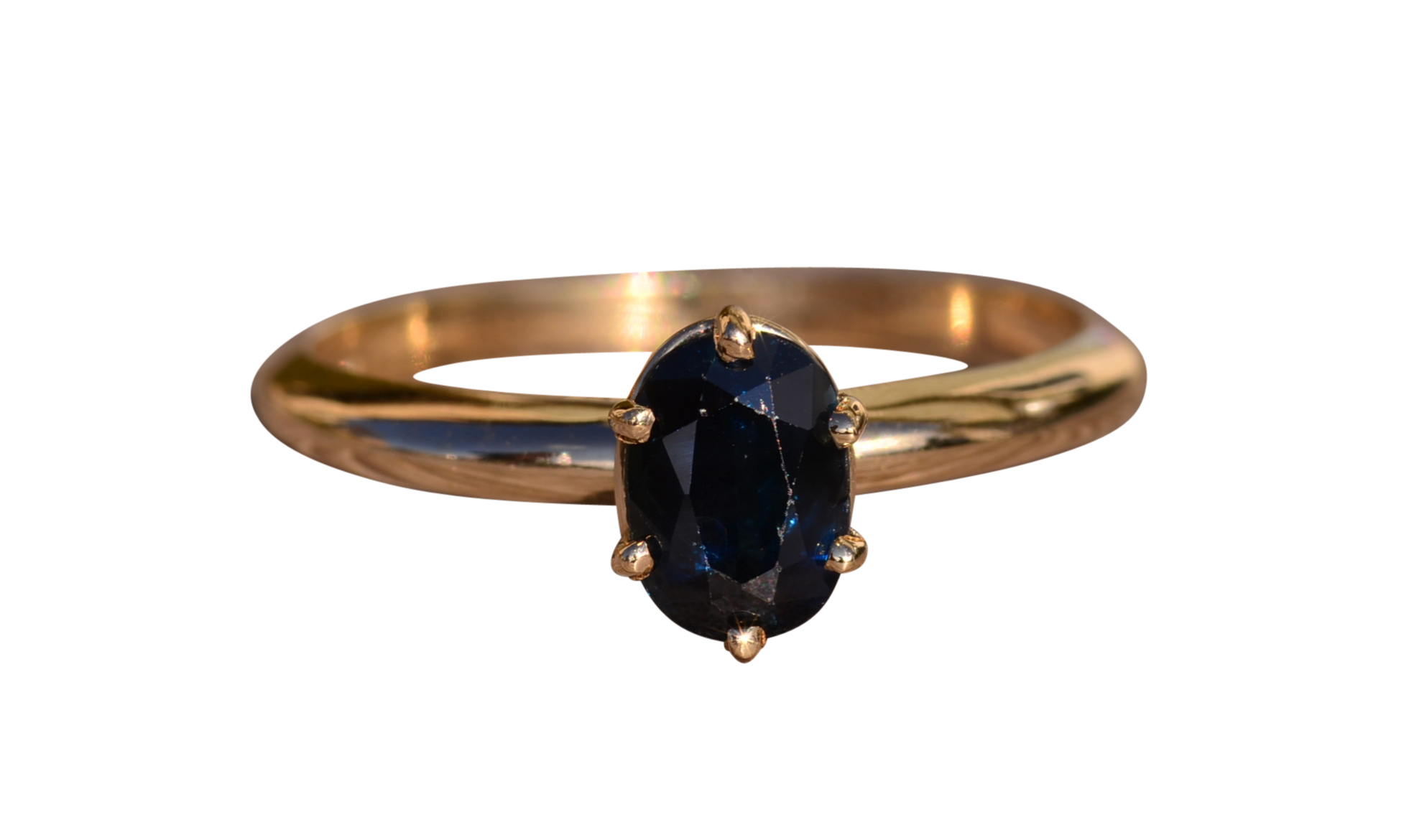 The Oatley: Midnight Blue Sapphire Ring in Yellow Gold
