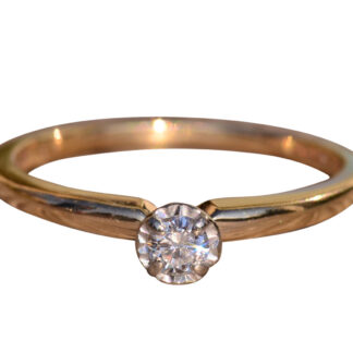 The Jannali: Two Tone Promise Ring with Natural Round Brilliant Cut Diamond