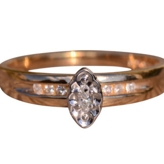 The Croydon: Vintage Navette Engagement Ring with Diamonds