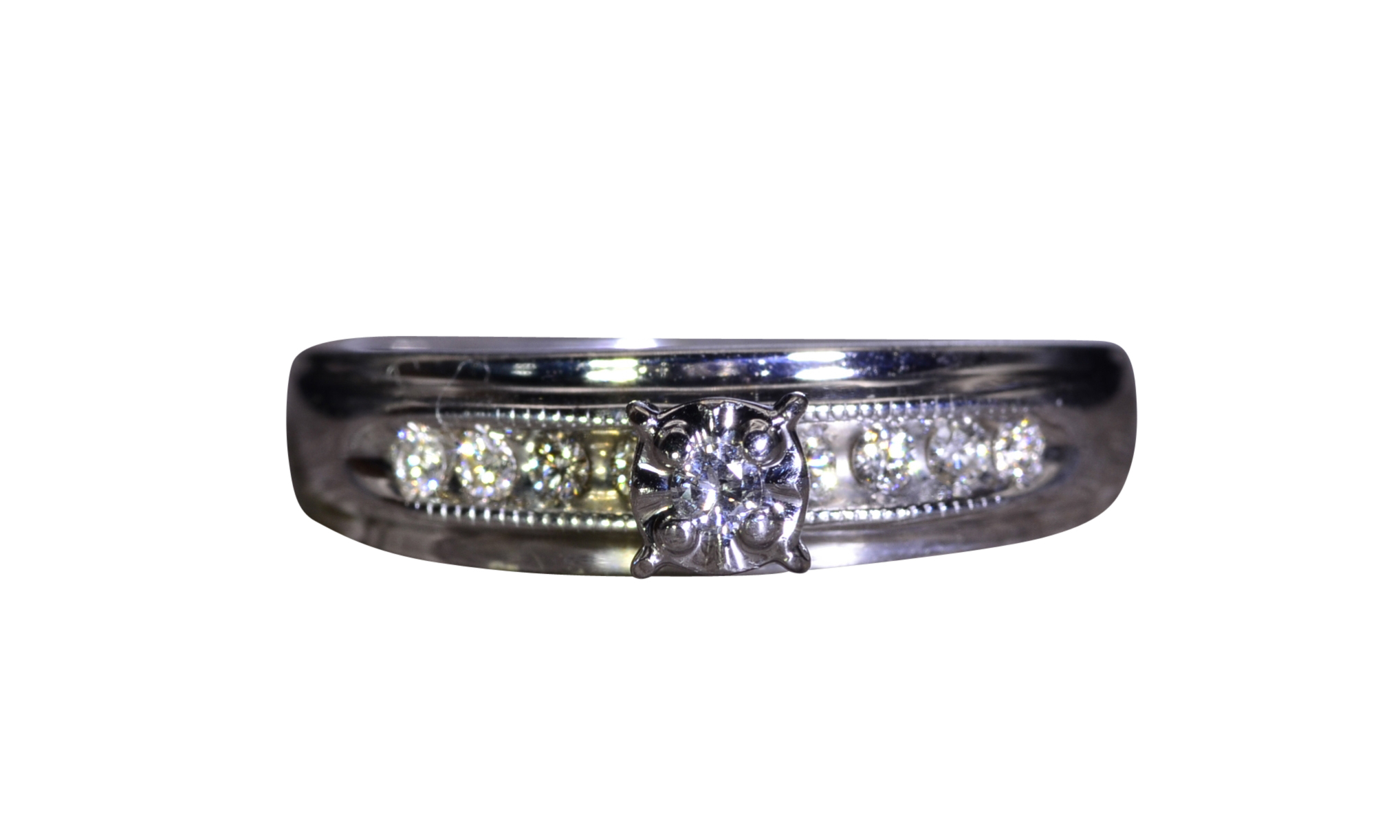 SOLD - The Ladera Heights: White Gold Promise Ring with Natural Diamonds