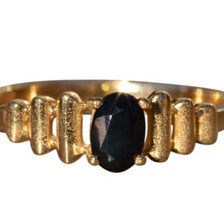 SOLD - The Katherine: Vintage Mid Century Modern Black Sapphire Ring in Yellow Gold