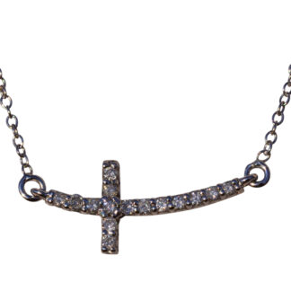 The Coffs Harbour:  White Gold Sideways Cross Necklace set with Diamonds