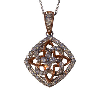 The Dubbo:  White Gold and Rose Gold Diamond Necklace with Milgrain