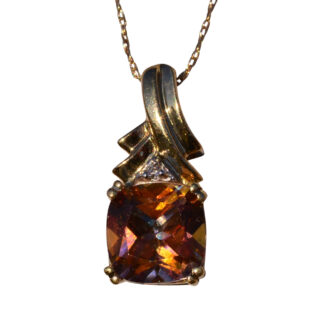 SOLD - The Moranbah: Yellow Gold Necklace set with Mystic Topaz and Diamond