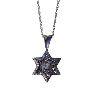 SOLD - The Stardust:  Hand Engraved Diamond Six Point Star Necklace