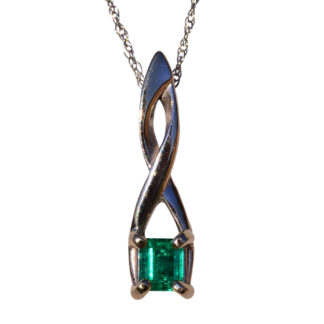 SOLD - The Port Douglas: Vivid Green Square Emerald Cut Emerald Necklace in White Gold