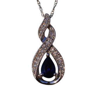 SOLD - The Airlie Beach: Sapphire and Diamond Necklace in White Gold set with Diamonds