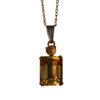 SOLD - The Rockhampton:  Emerald cut and Round Citrine Pendant