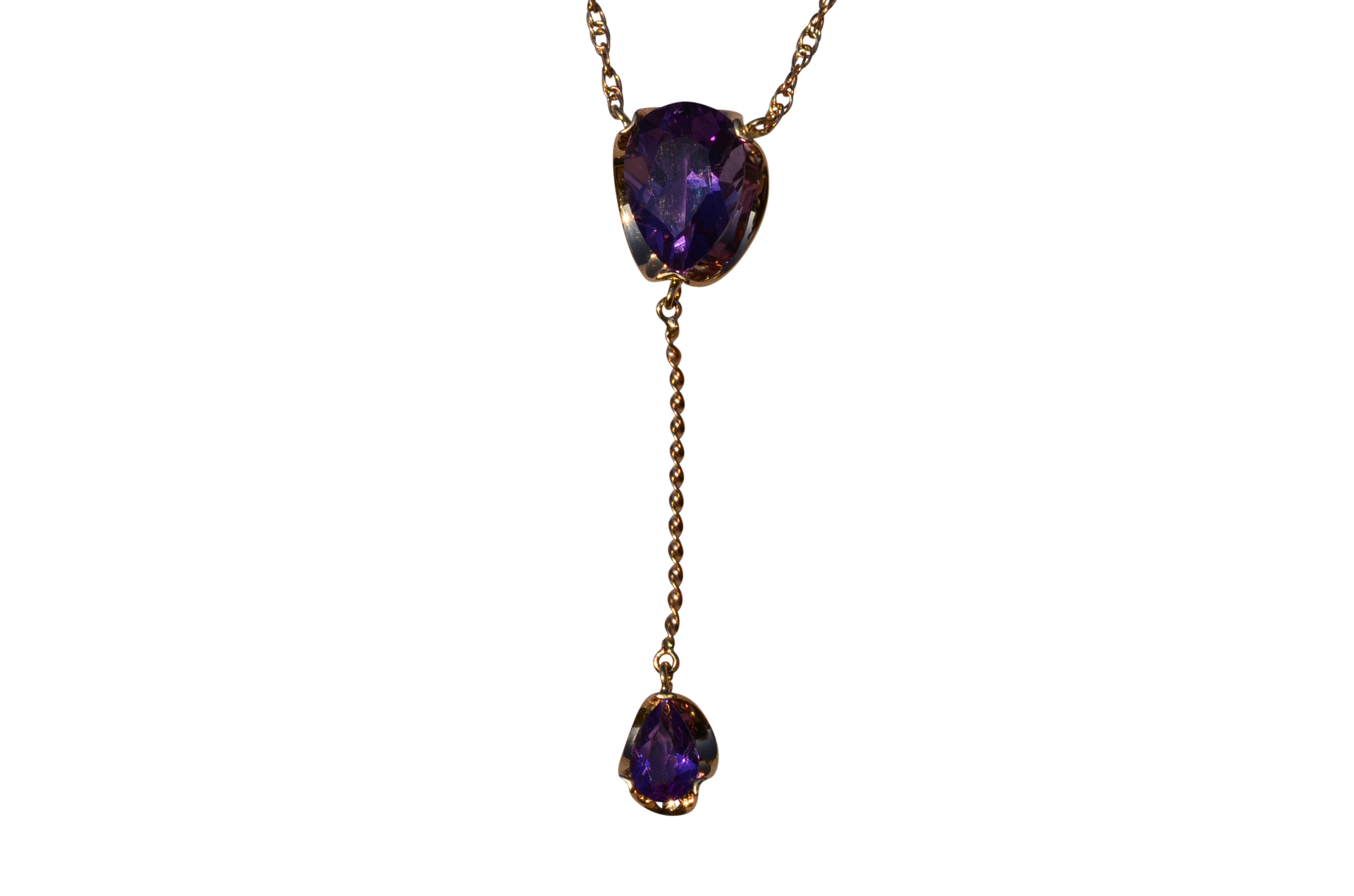 SOLD - The Gladstone Central: Mid Century Amethyst Dangler Necklace