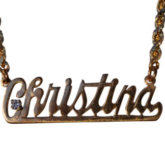 SOLD - The Christina:  Ladies Custom Cut Christina Name Necklace with Diamond