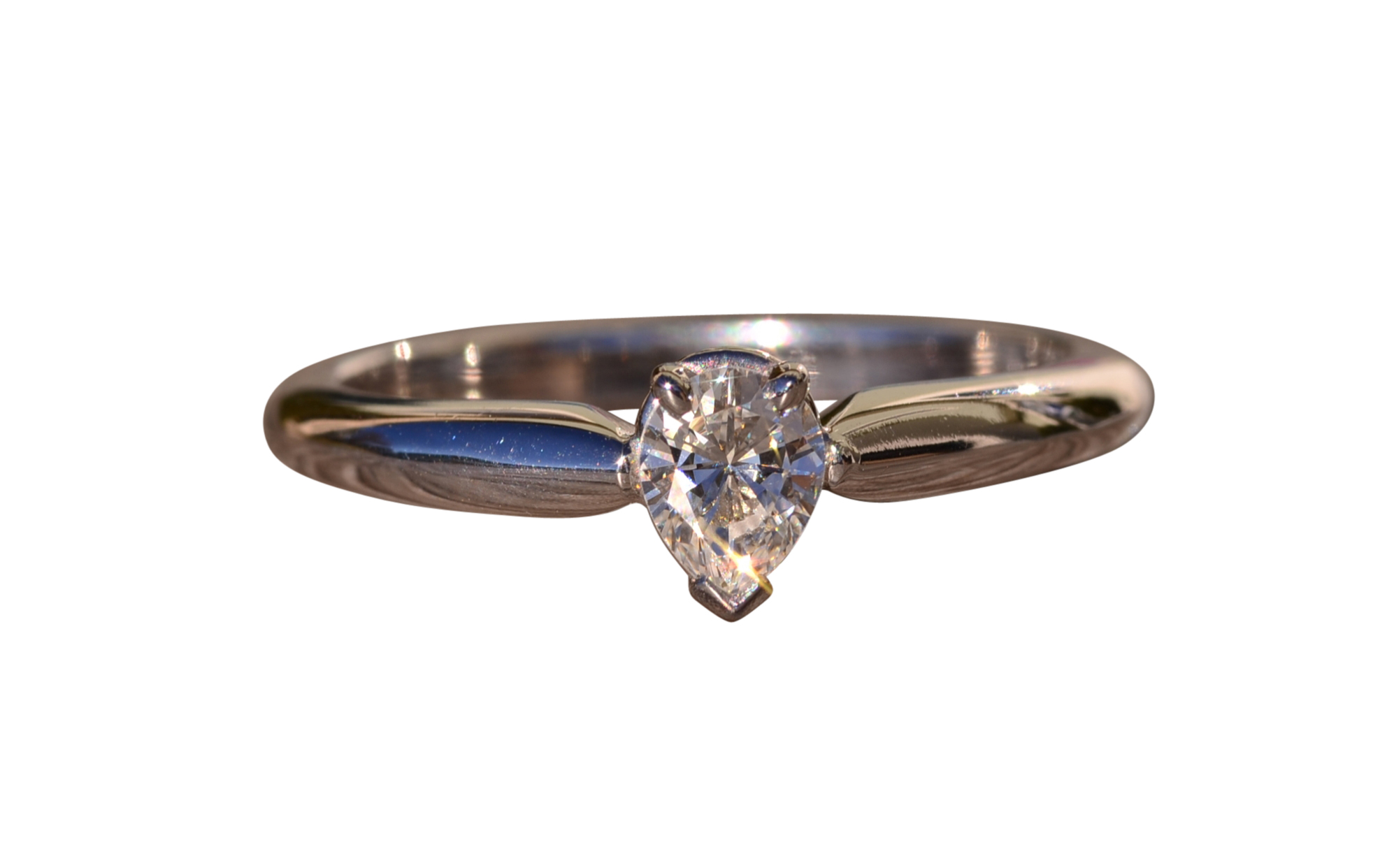 The Marble Bar: White Gold Pear Shaped Diamond Solitaire Promise Engagement Ring