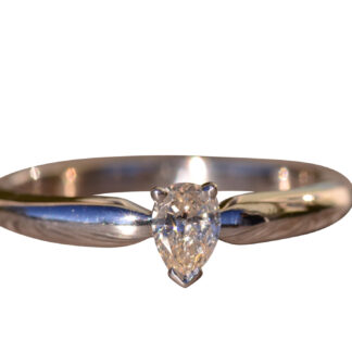 SOLD - The Broome: Pear Shaped Diamond Solitaire Engagement or Promise ring in White Gold