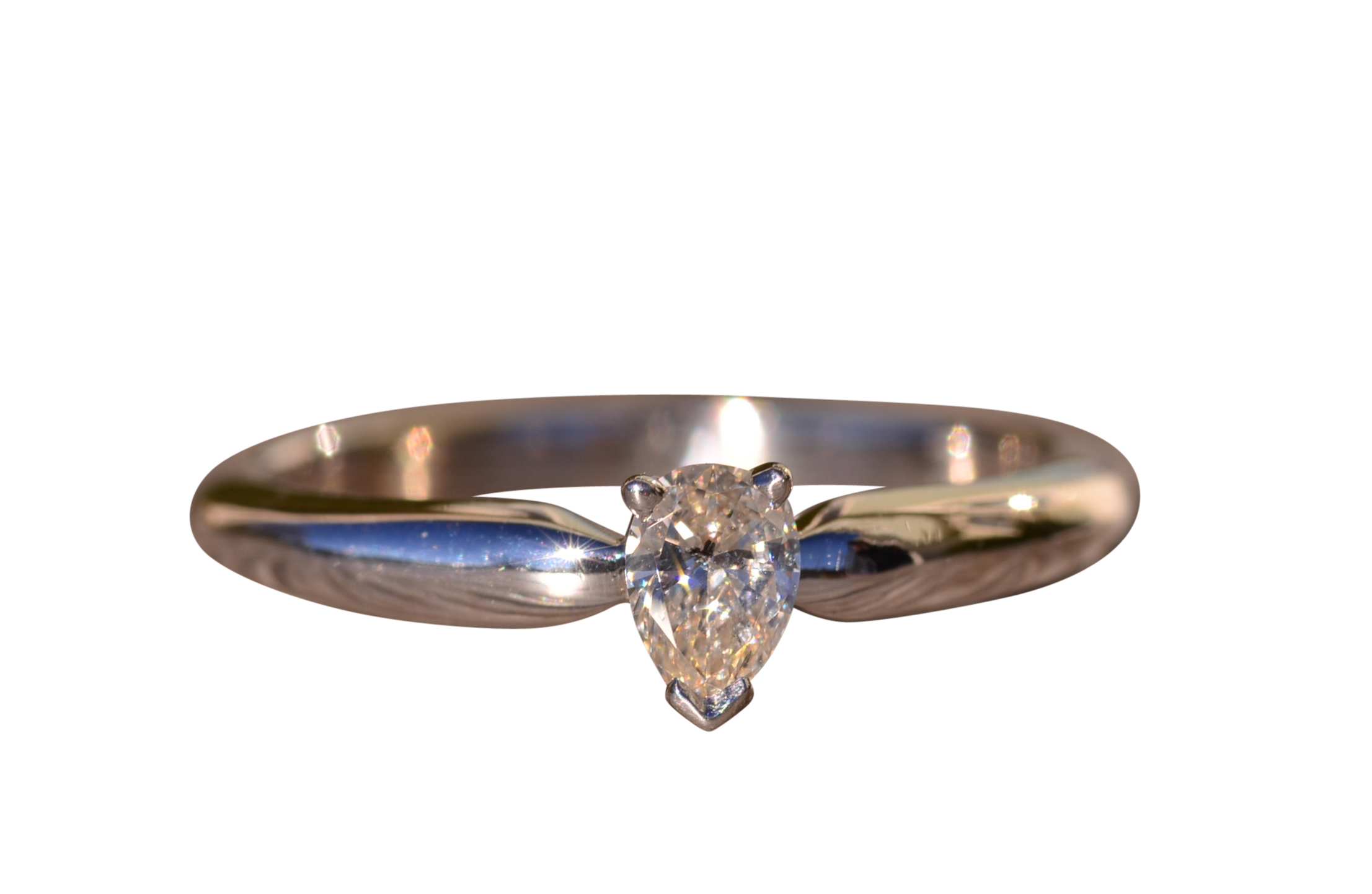 SOLD - The Broome: Pear Shaped Diamond Solitaire Engagement or Promise ring in White Gold