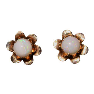 SOLD - The Canyon Lake: Vintage Yellow Gold Australian Opal Flower Earrings