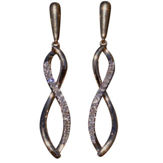 The Sandyfork:  Twisted Yellow Gold and Diamond Dangler Earrings