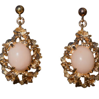 SOLD - The San Marcos:  Brutalist Era Angel Skin Coral Dangler Earrings