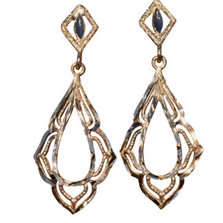 The Red Rock:  Dandling Diamond Cut Earrings In Yellow Gold