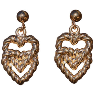The Hearts:  Heart Dangler Earrings in Yellow Gold