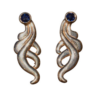 The Stairtown:  Flowing Sapphire Earrings In Yellow Gold