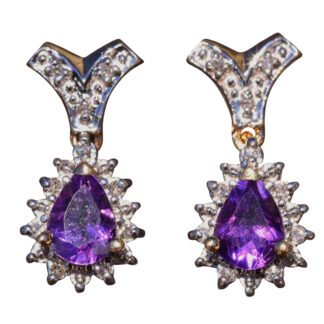 The Harwood:  Amethyst and Diamond Dangler Earrings