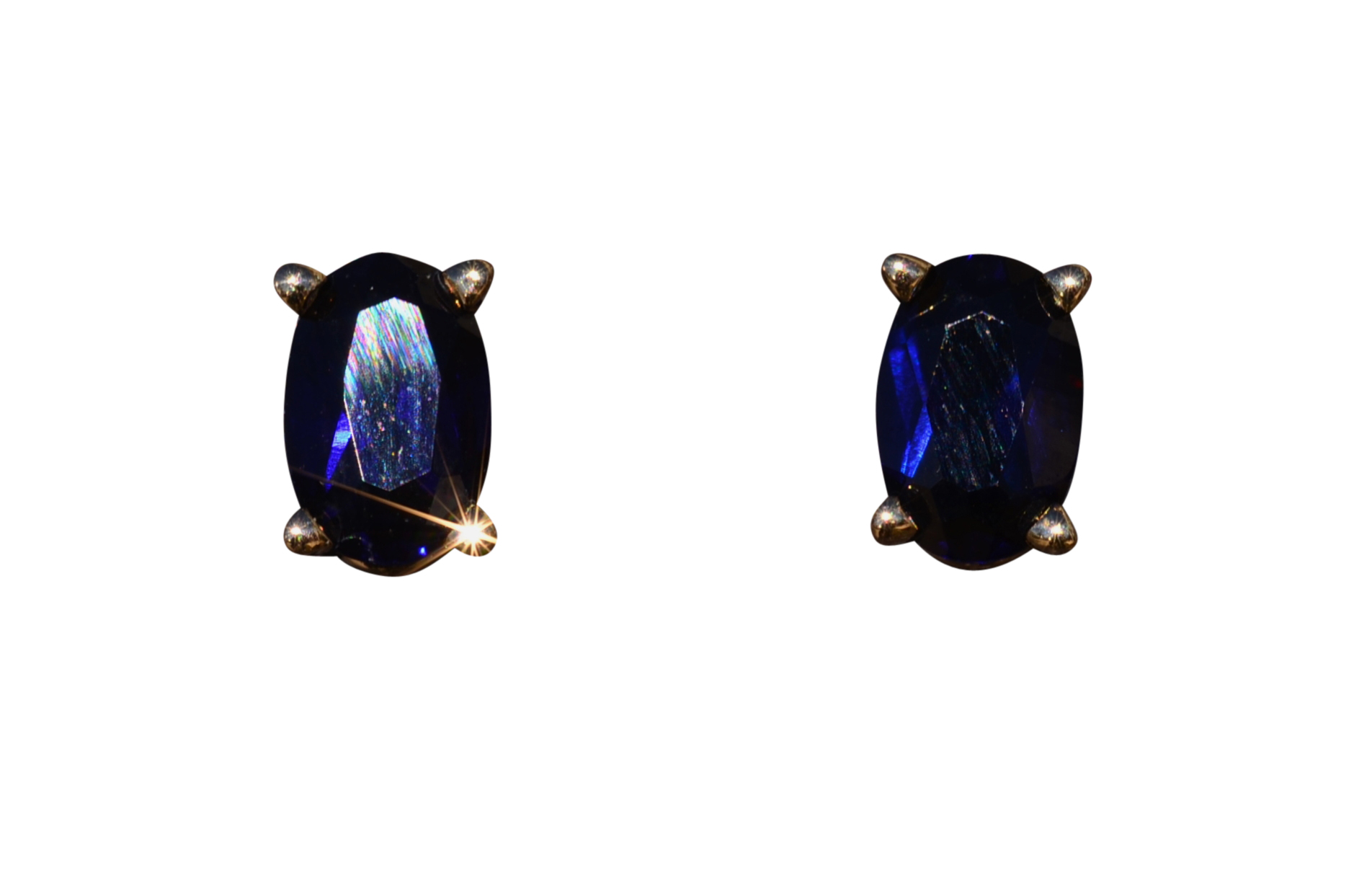 SOLD - The Kingsbury: Yellow Gold Diffused Sapphire Studs