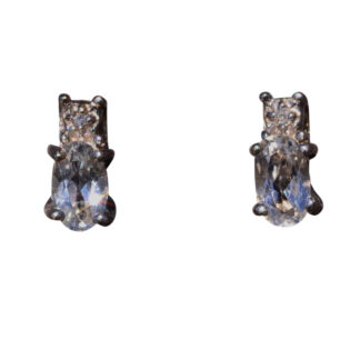 The Marion:  White Gold Aqua and Diamond Stud Earrings
