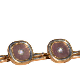 The Camp Swift:  Yellow Gold Shirt Studs with Mother of Pearl and Diamonds