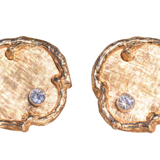 SOLD - The Uhland:  Massive Yellow Gold Mid Century Cufflinks with Diamonds