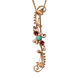 SOLD - The Winchester:  Vintage Garnet and Turquoise Pin/Pendant
