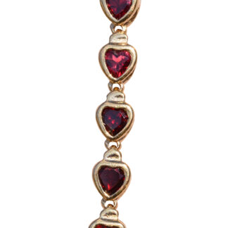 SOLD - The Carmel Valley:  Heart Shaped Garnet Heart Tennis Bracelet in Yellow Gold