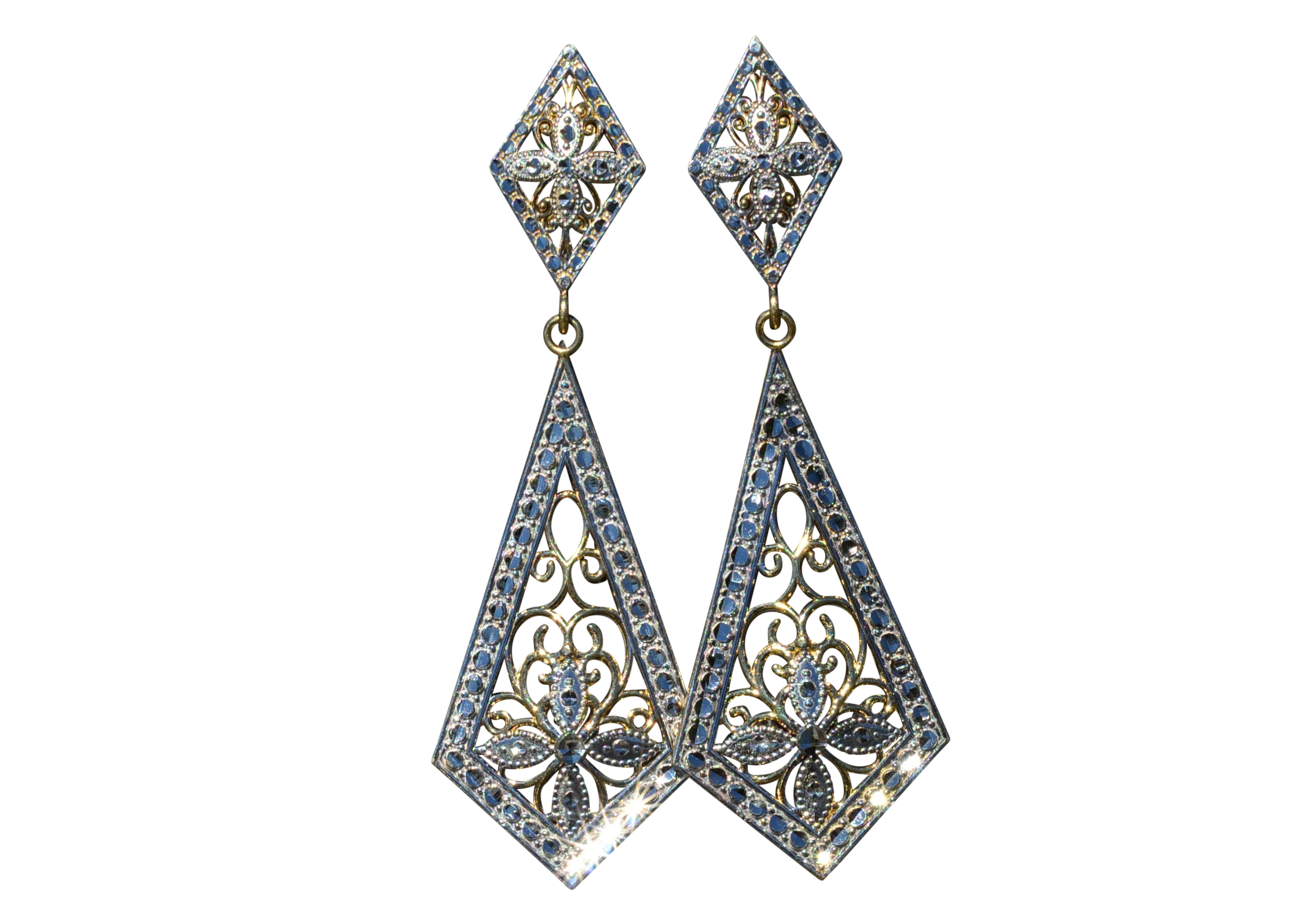 SOLD - The Montenotte: Ladies 14K Two Tone Dangler Earrings