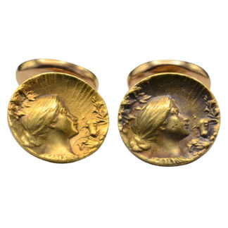 SOLD - The Hounslows:  Gentlemen's Krementz Signed Art Nouveau 14K Gold Cuff Links