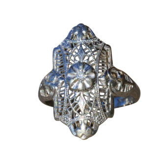 SOLD - The Norbury:  Ladies Antique 14K White Gold Cocktail Ring set with Diamond