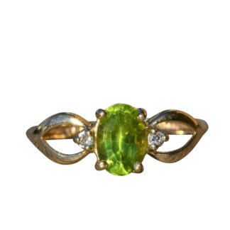 The Sipson:  Ladies 14K Peridot and Diamond Cocktail Ring